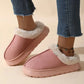 Plush winter slippers with a closed back and orthopedic footbed, in khaki, caramel, gray and pink