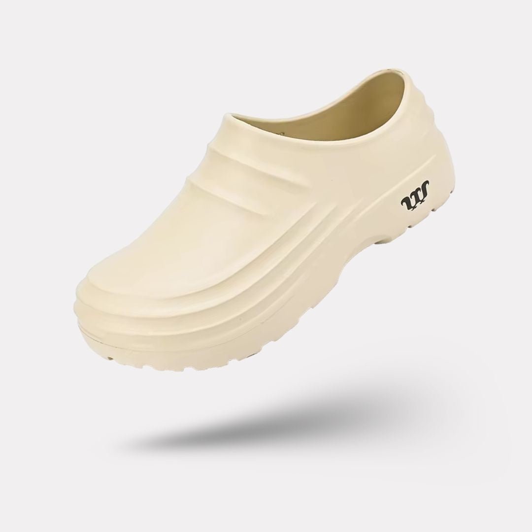 Fleece-lined orthopedic slippers with a non-slip outsole, in black, beige and khaki