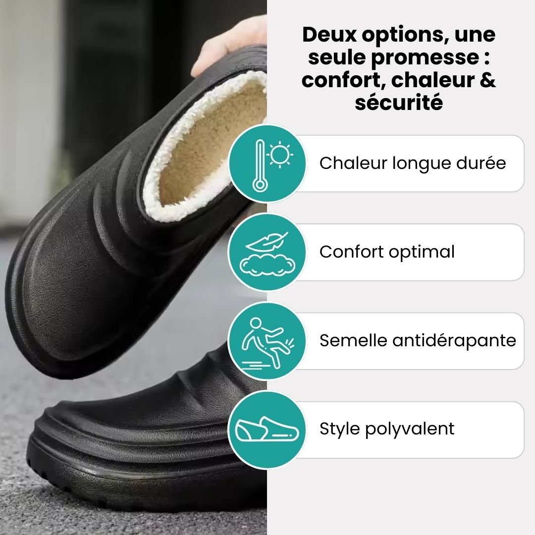 Fleece-lined orthopedic slippers with a non-slip outsole, in black, beige and khaki