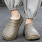 Fleece-lined orthopedic slippers with a non-slip outsole, in black, beige and khaki