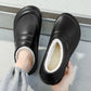 Fleece-lined orthopedic slippers with a non-slip outsole, in black, beige and khaki
