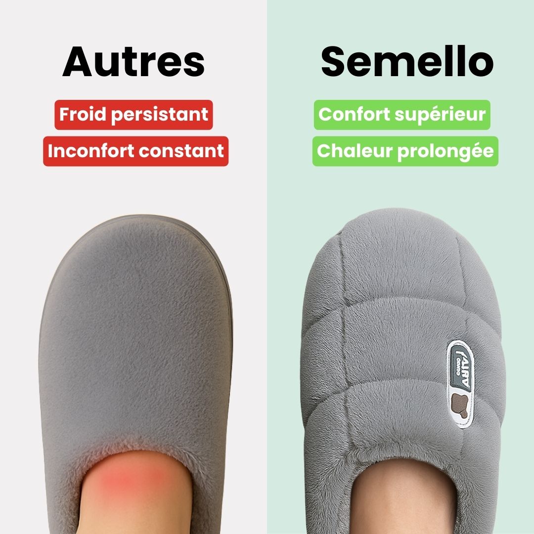Large size orthopedic slippers lined with warm fleece, in gray and caramel