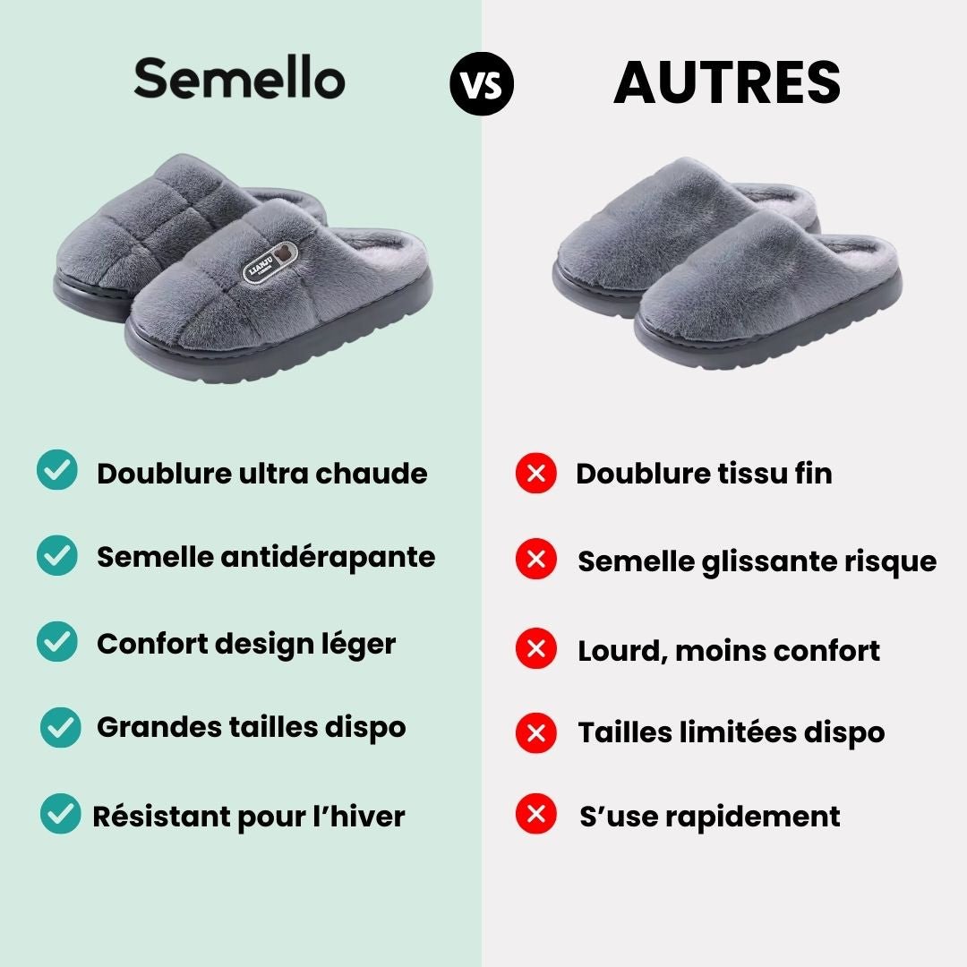 Large size orthopedic slippers lined with warm fleece, in gray and caramel
