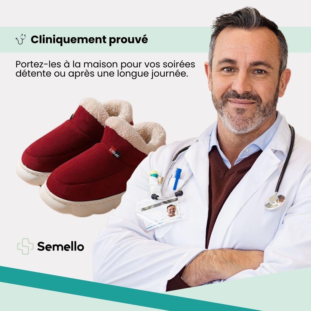 Plush lined winter slippers with a non-slip sole and a supportive footbed
