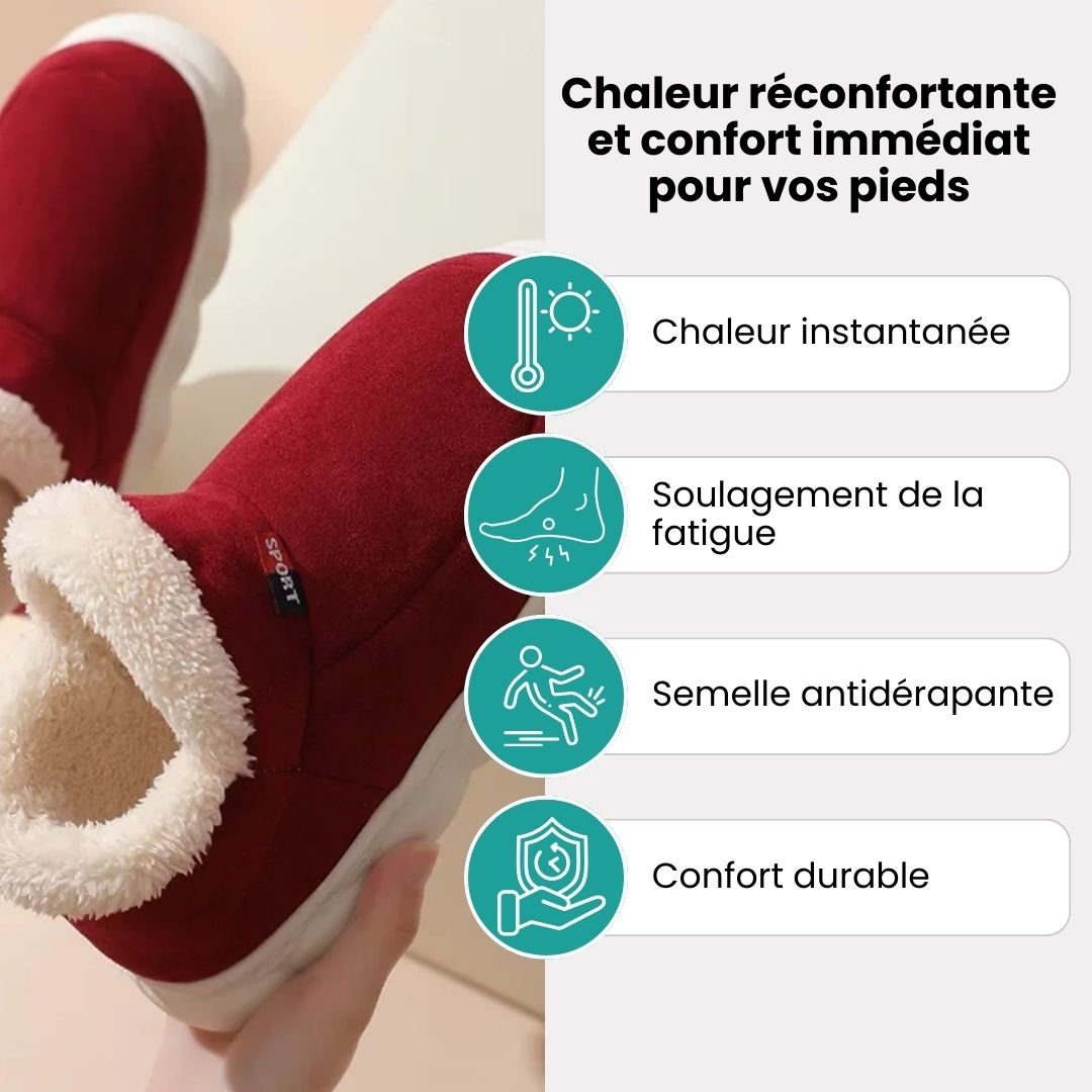 Plush lined winter slippers with a non-slip sole and a supportive footbed