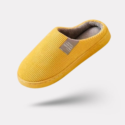Warm orthopedic winter slippers with a plush lining, in yellow, pink, gray, green and blue