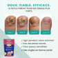 Toenail fungus kit with adhesive patches worn on the nail and a brush-tip serum
