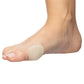 Twelve thin adhesive patches stuck over the bunion to stop rubbing inside the shoe
