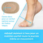 Thin adhesive anti-friction patches placed over the bunion at the base of the big toe