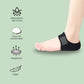 Beige and black gel heel protectors that cup the back of the heel inside the shoe