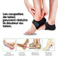 Beige and black gel heel protectors that cup the back of the heel inside the shoe