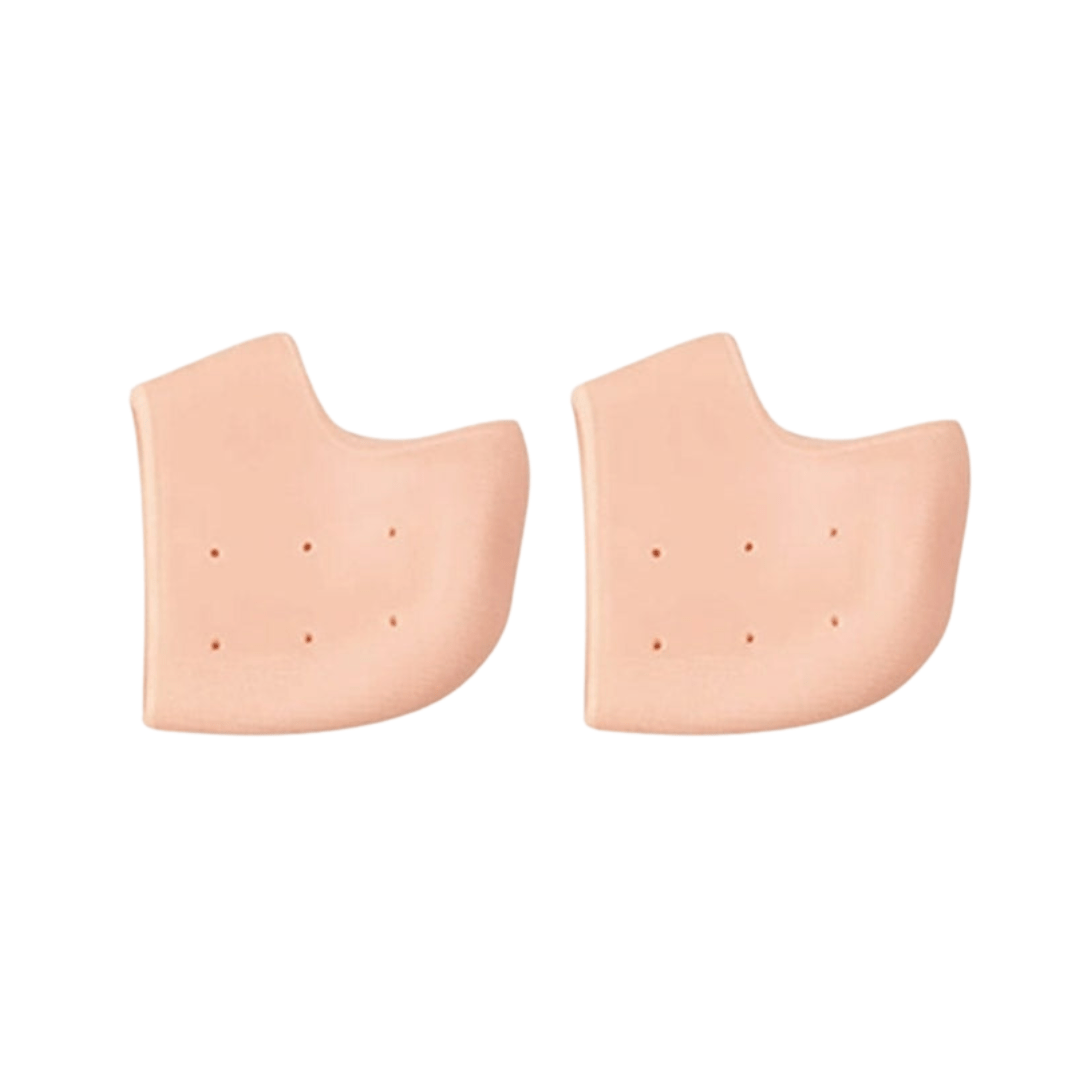 Silicone protectors that cup the back of the heel to stop rubbing in a shoe