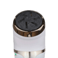 Rechargeable electric foot file with a rotating roller head, in black and white