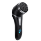 Rechargeable electric foot file with a rotating roller head, in black and white