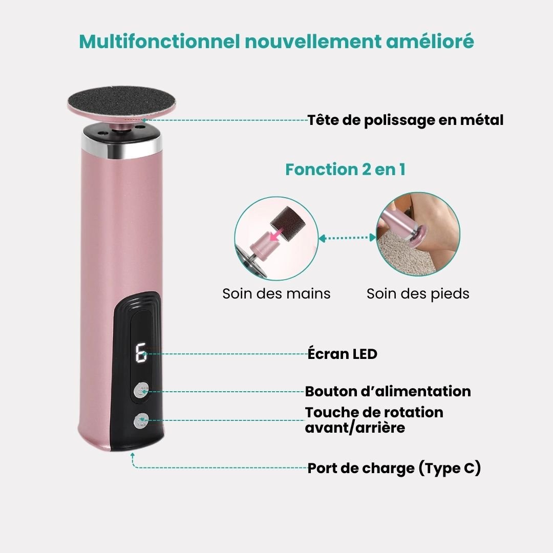 Handheld foot file with an abrasive head for smoothing corns and calluses on the heel