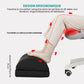 Angled ergonomic footrest placed under a desk to support both feet while seated