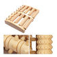 Ridged massage roller rolled underfoot to release plantar tension