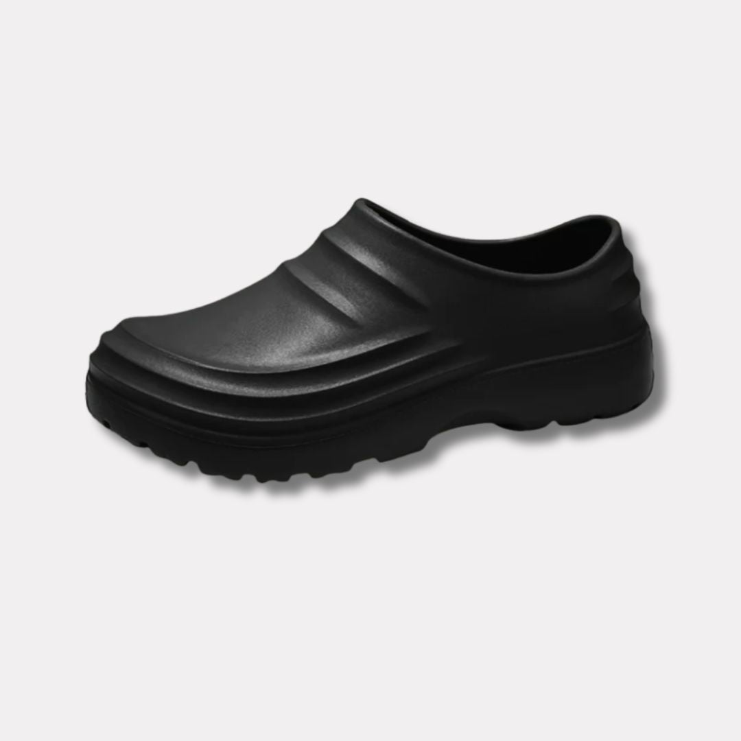 Non-slip work shoes with a cushioned insole, in black, beige and cream