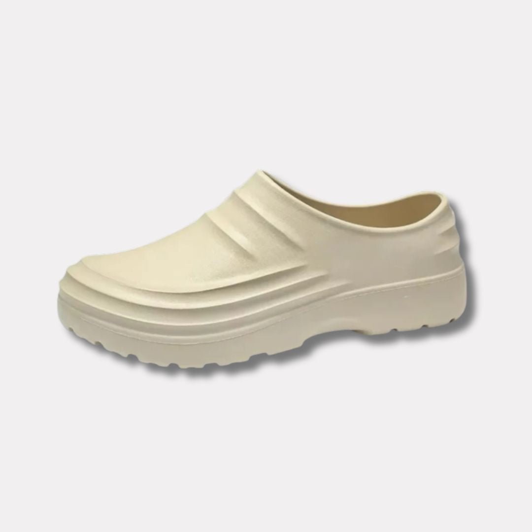 Non-slip work shoes with a cushioned insole, in black, beige and cream