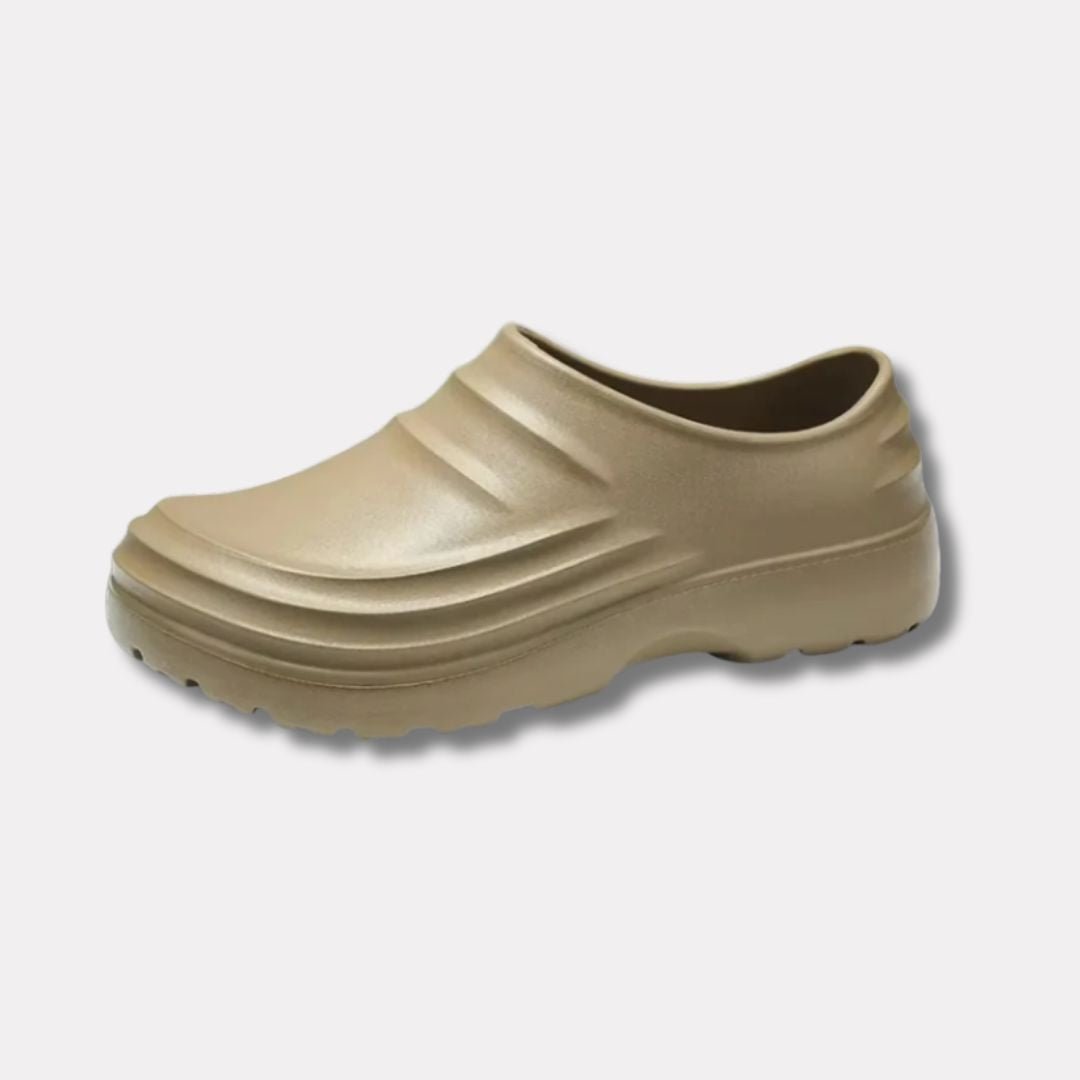 Non-slip work shoes with a cushioned insole, in black, beige and cream