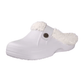 Fleece-lined winter slippers in white, light purple, light blue and black and brown
