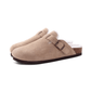 Orthopedic slippers on a cork footbed with a lined upper, in brown, black, green and khaki