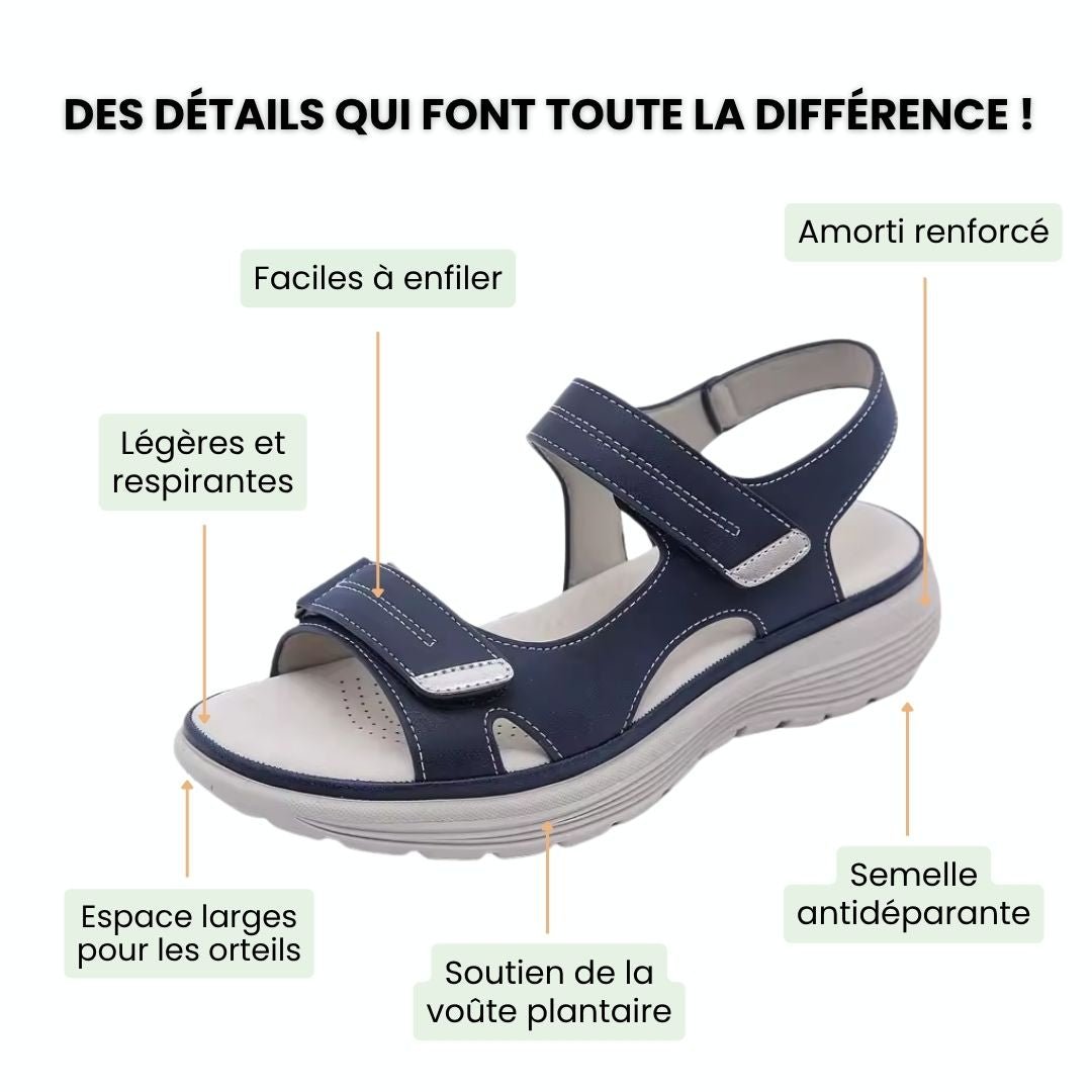 Women's orthopedic sandals with adjustable straps across the instep and toes