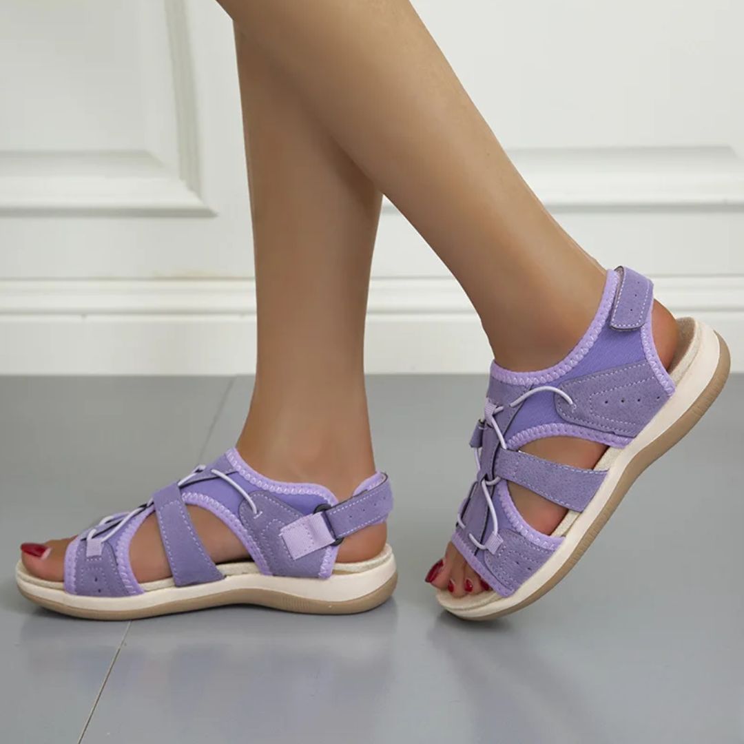 Women's orthopedic sandals with cushioned footbeds, in sky blue, pink, blue, black and purple
