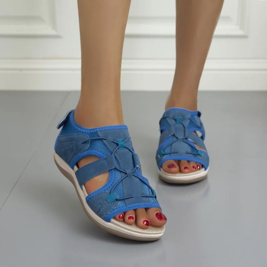 Women's orthopedic sandals with cushioned footbeds, in sky blue, pink, blue, black and purple