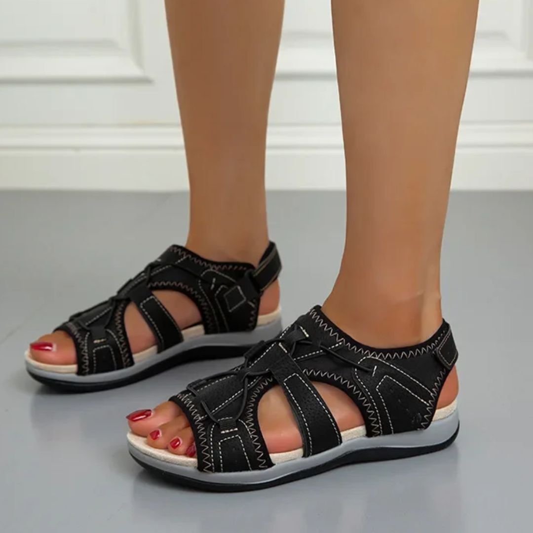 Women's orthopedic sandals with cushioned footbeds, in sky blue, pink, blue, black and purple