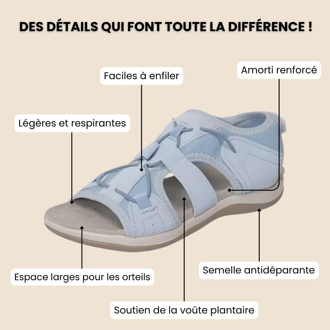 Women's orthopedic sandals with cushioned footbeds, in sky blue, pink, blue, black and purple