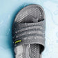 Men's orthopedic sandals with adjustable straps and contoured footbeds, in navy, gray and brown