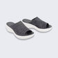 Blue, gray and pink wedge sandals with a supportive contoured footbed and raised heel