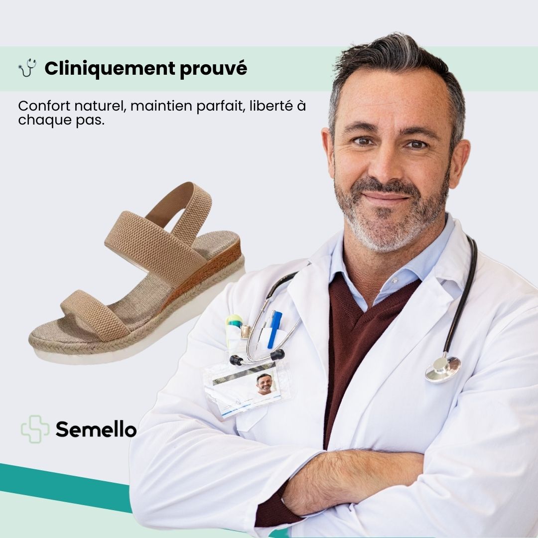 Beige wedge sandals for women with a raised heel and arch supporting footbed