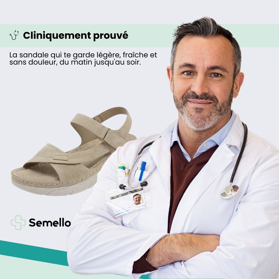 Orthopedic wedge sandals with a raised heel and cushioned footbed, in khaki, gray and blue