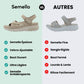 Orthopedic wedge sandals with a raised heel and cushioned footbed, in khaki, gray and blue