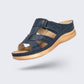 Orthopedic sandals on a raised wedge heel with a supportive contoured footbed