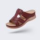 Orthopedic sandals on a raised wedge heel with a supportive contoured footbed