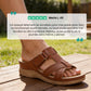 Orthopedic sandals on a raised wedge heel with a supportive contoured footbed