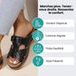 Orthopedic sandals on a raised wedge heel with a supportive contoured footbed