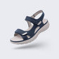 Orthopedic support sandals in blue, black and gray with a raised arch and a deep heel cup