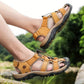 Men's orthopedic summer sandals with adjustable straps, in light brown, black, gray and navy