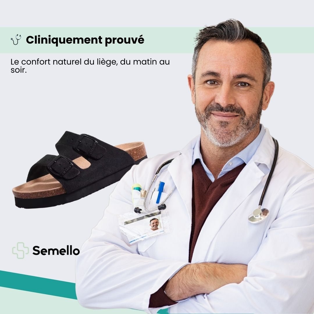 Summer sandals on a cork sole with a molded arch support under the foot