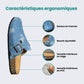 Blue and brown sandals with a contoured cork footbed and adjustable buckled straps
