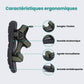 Orthopedic summer sandals in black, blue and green with a contoured footbed and adjustable straps