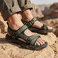 Orthopedic summer sandals in black, blue and green with a contoured footbed and adjustable straps