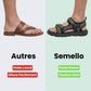 Orthopedic summer sandals in black, blue and green with a contoured footbed and adjustable straps