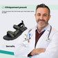 Orthopedic summer sandals in black, blue and green with a contoured footbed and adjustable straps