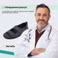 Gray and black open summer sandals for diabetic feet with wide adjustable straps