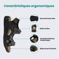 Women's orthopedic leather sandals in black, brown and yellow with adjustable straps over the instep